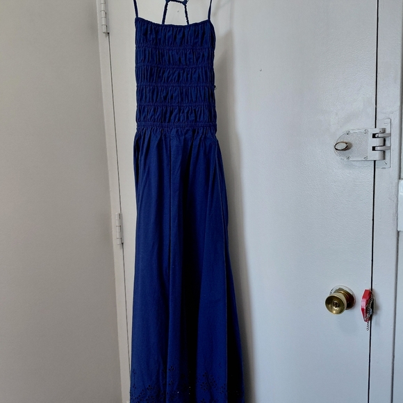 SOLID & STRIPED Navy Maxi Dress with Eyelet Hem - Picture 4 of 5